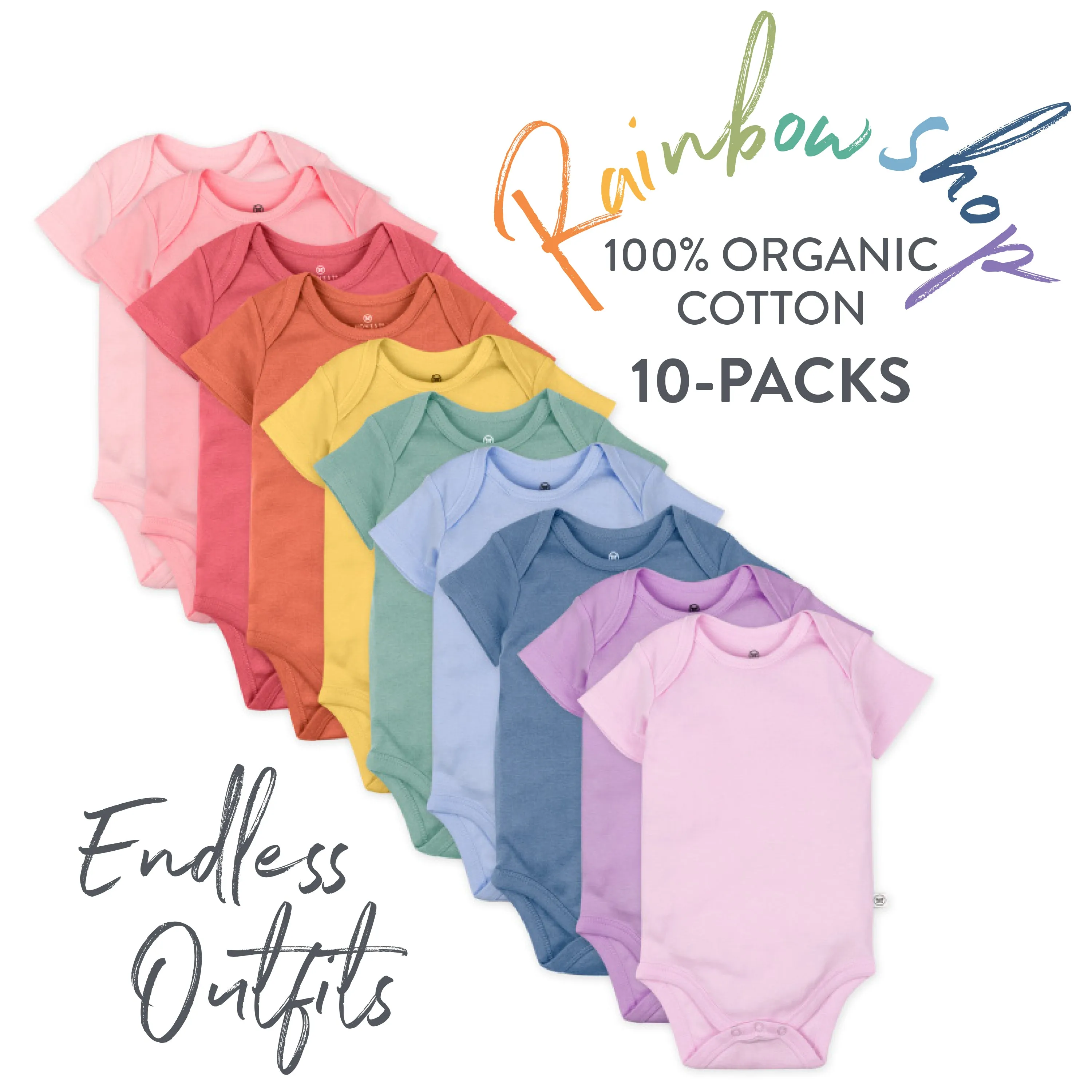 10-Pack Organic Cotton Short Sleeve Bodysuits