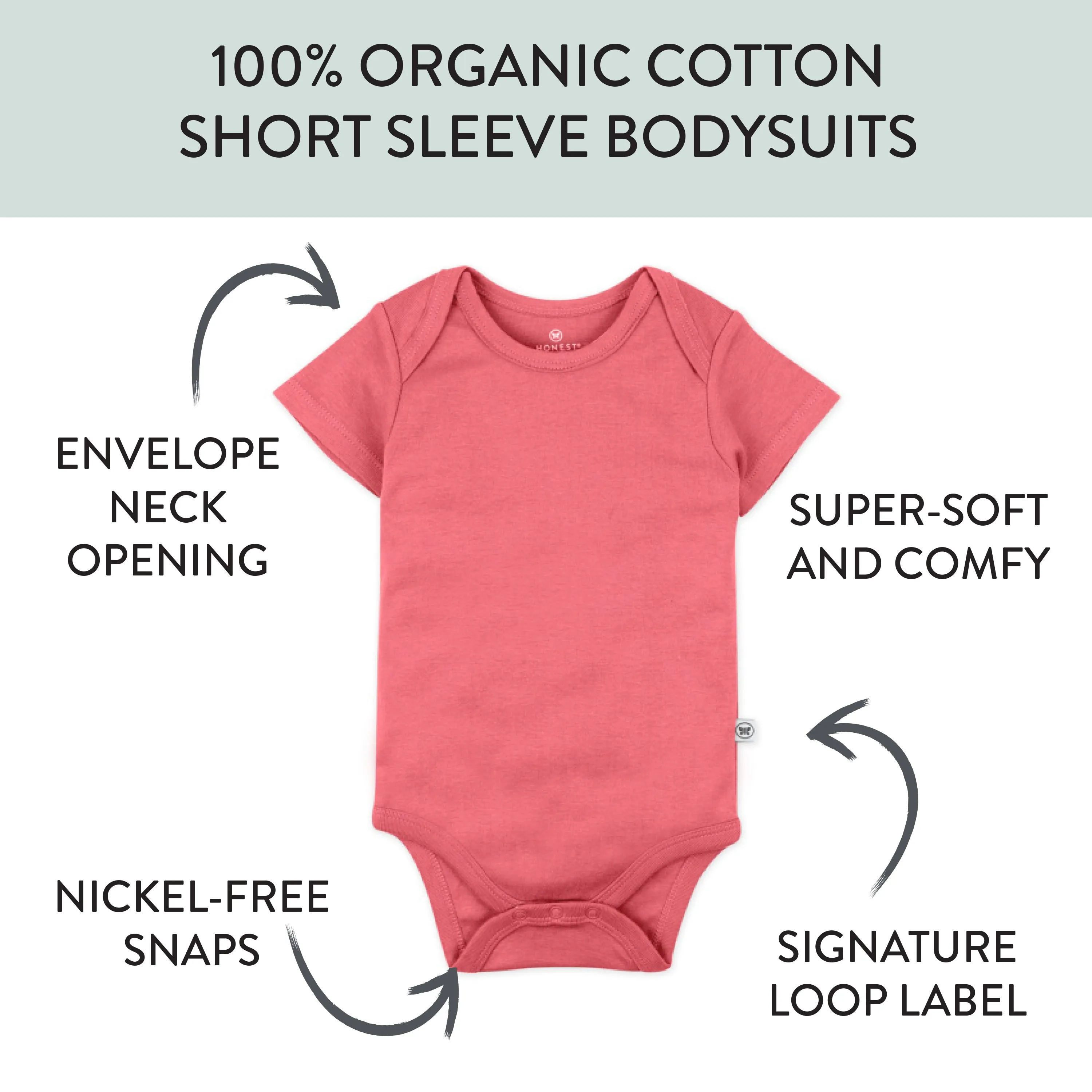 10-Pack Organic Cotton Short Sleeve Bodysuits