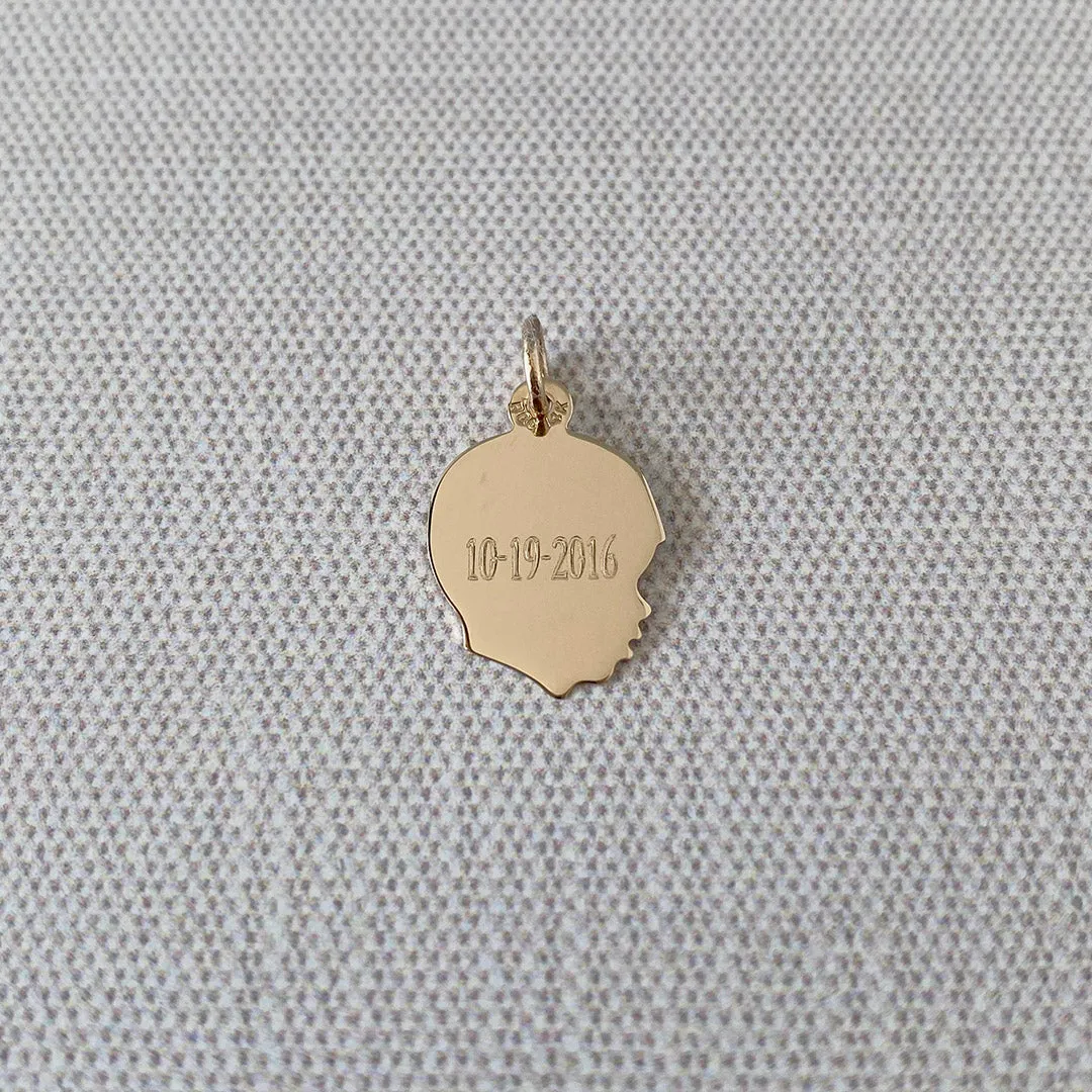 14K Yellow Gold Young Boy's Head Silhouette Charm