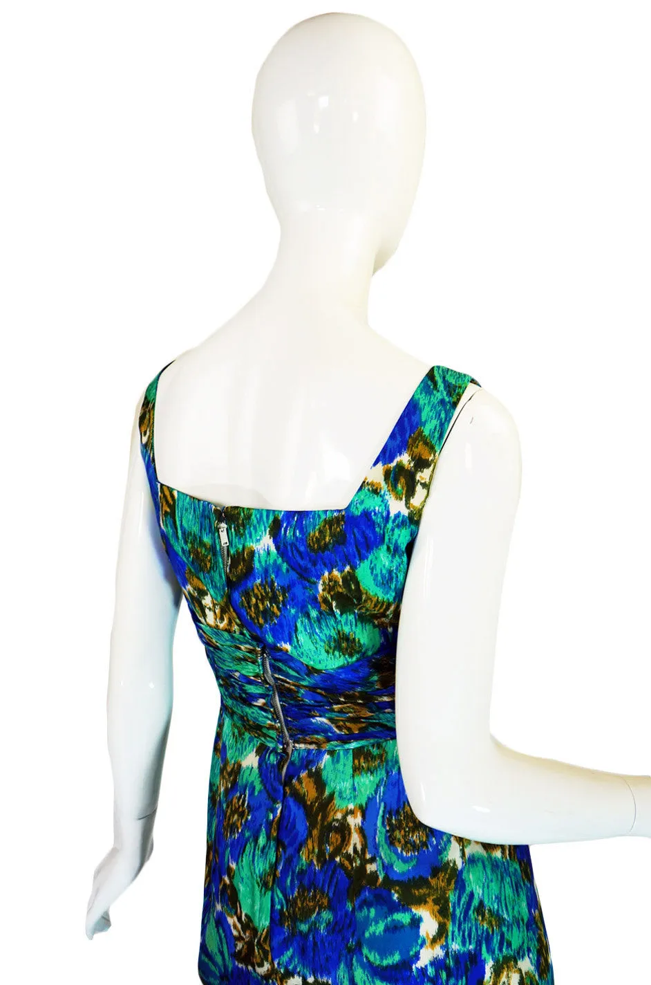 1950s Gigi Young Silk Print Wiggle Dress