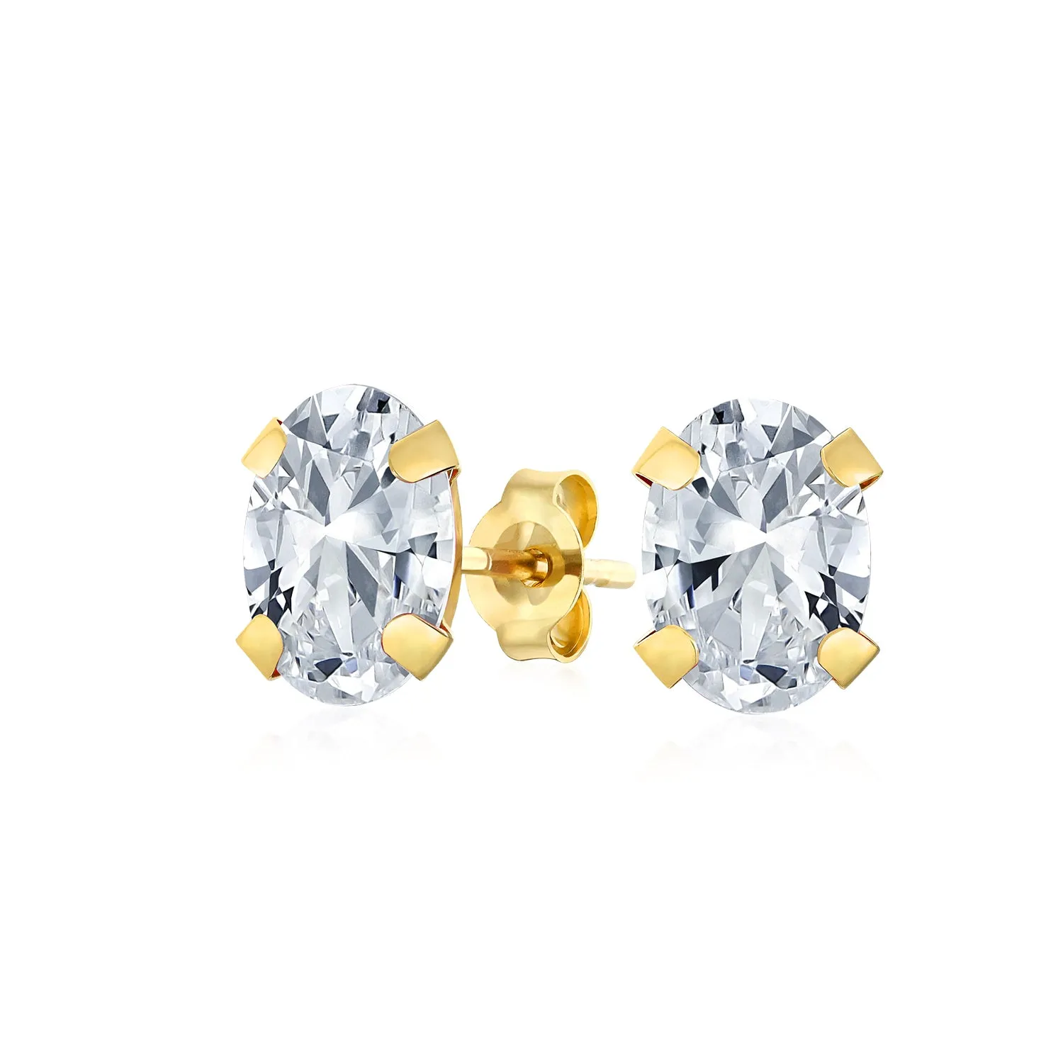 .25CT Round Cubic Zirconia Solitaire CZ Stud Earrings REAL 14K Gold