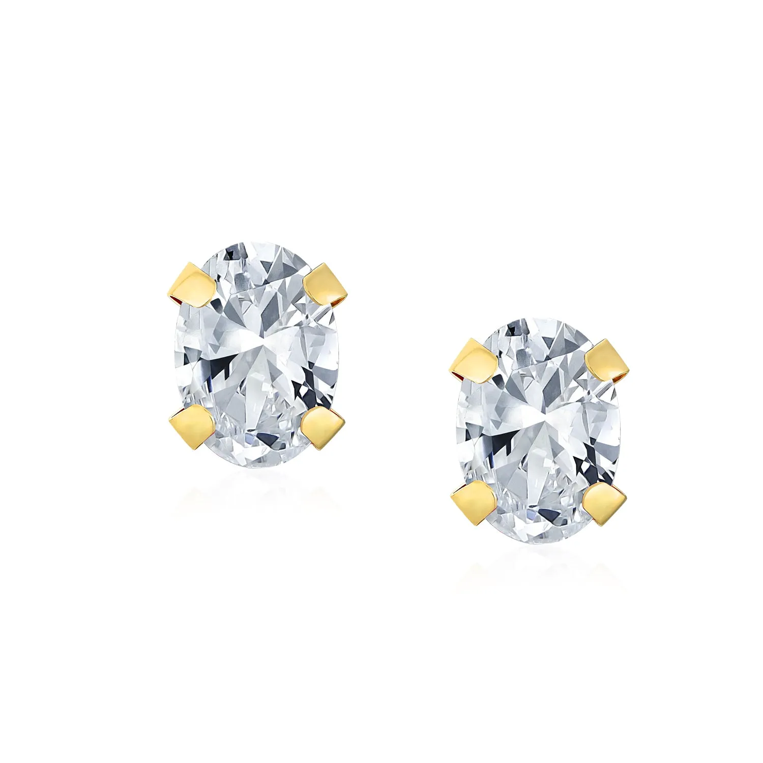 .25CT Round Cubic Zirconia Solitaire CZ Stud Earrings REAL 14K Gold