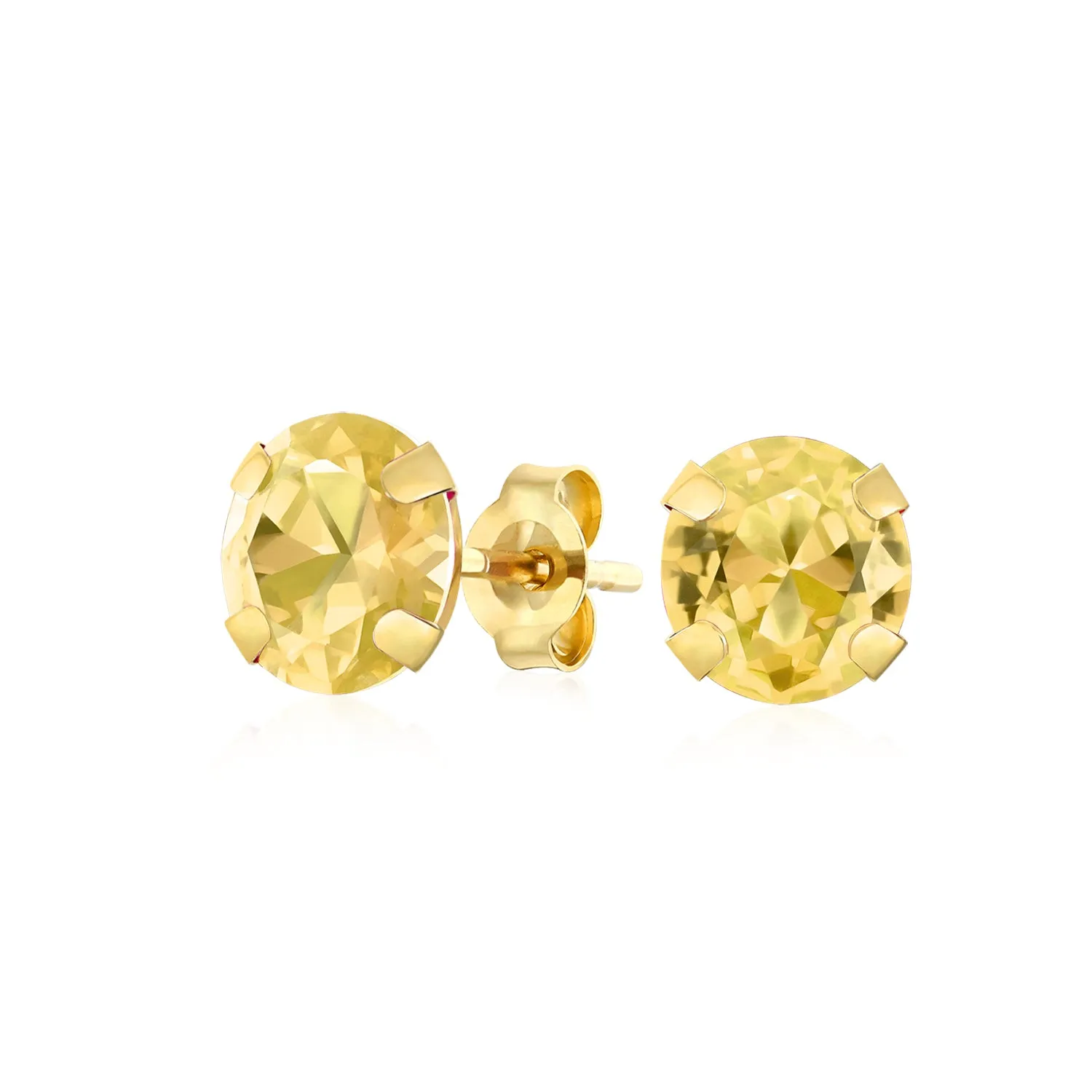 .25CT Round Cubic Zirconia Solitaire CZ Stud Earrings REAL 14K Gold