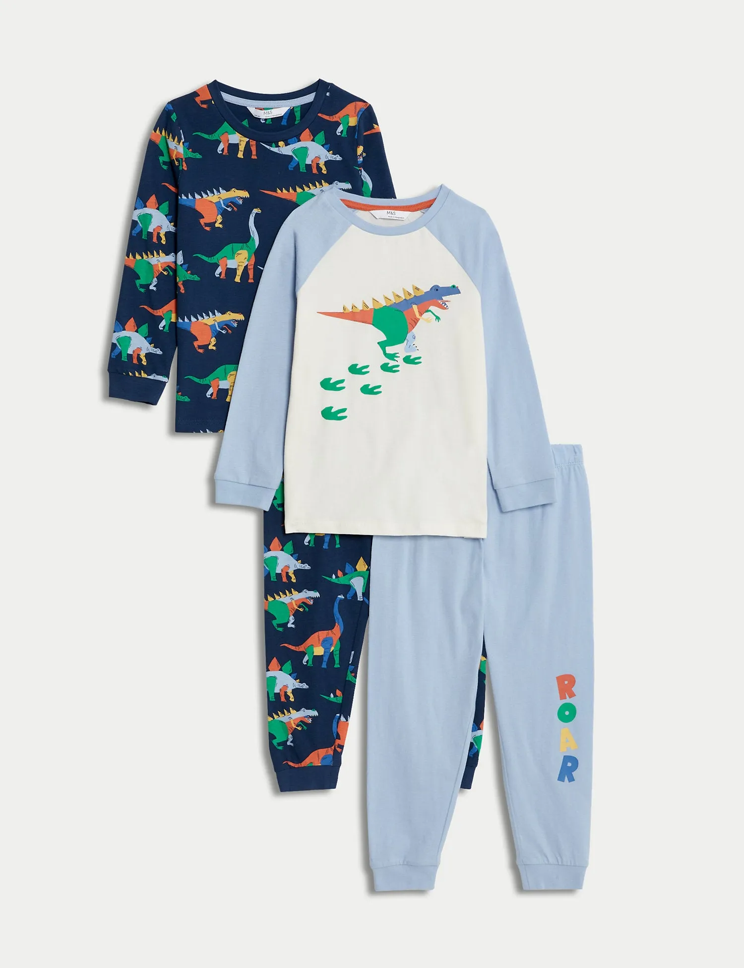 2pk Pure Cotton Dinosaur Pyjama Sets