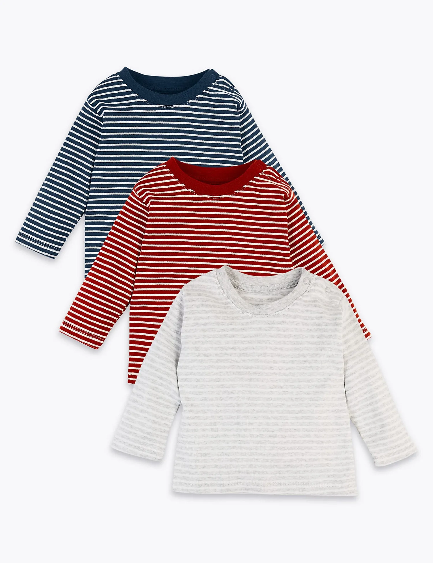 3 Pack Organic Cotton Striped Tops