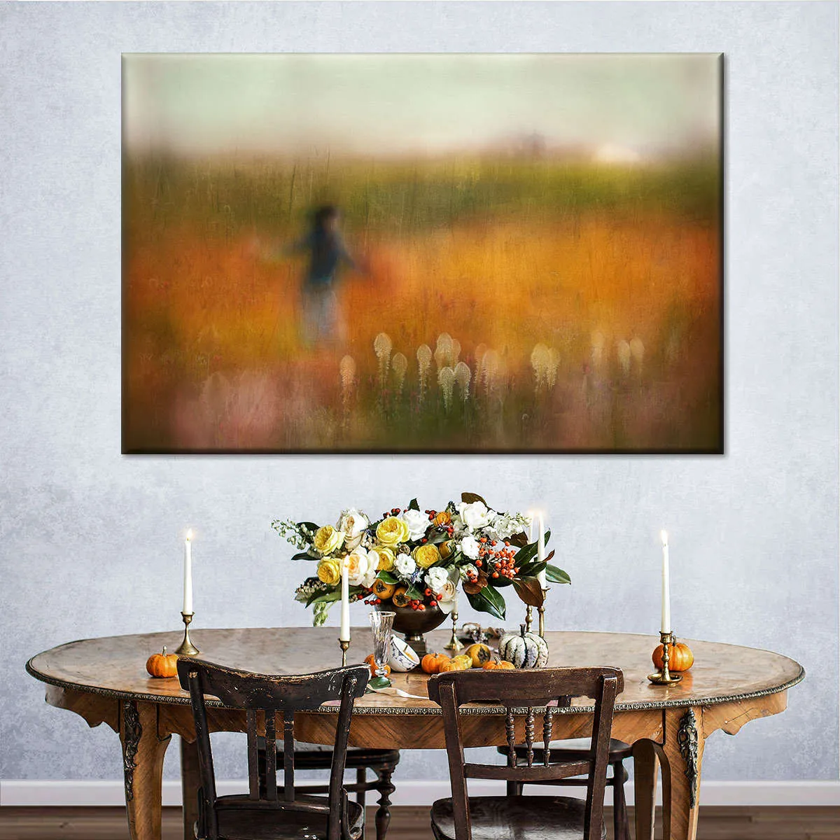 A Girl And Bear Grass Wall Art