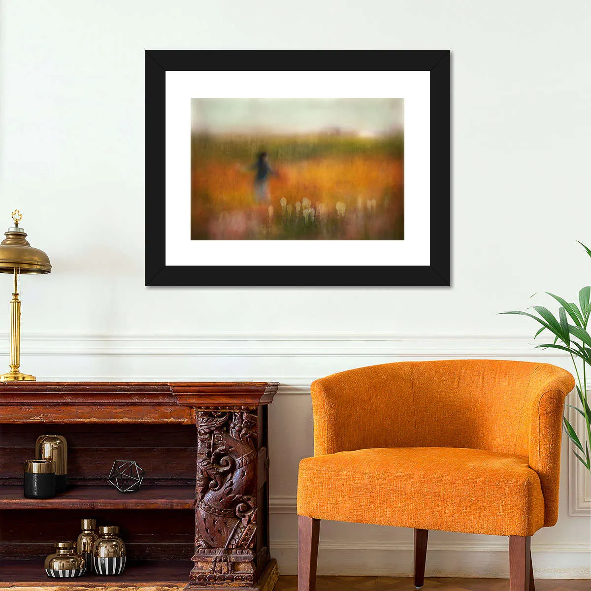 A Girl And Bear Grass Wall Art