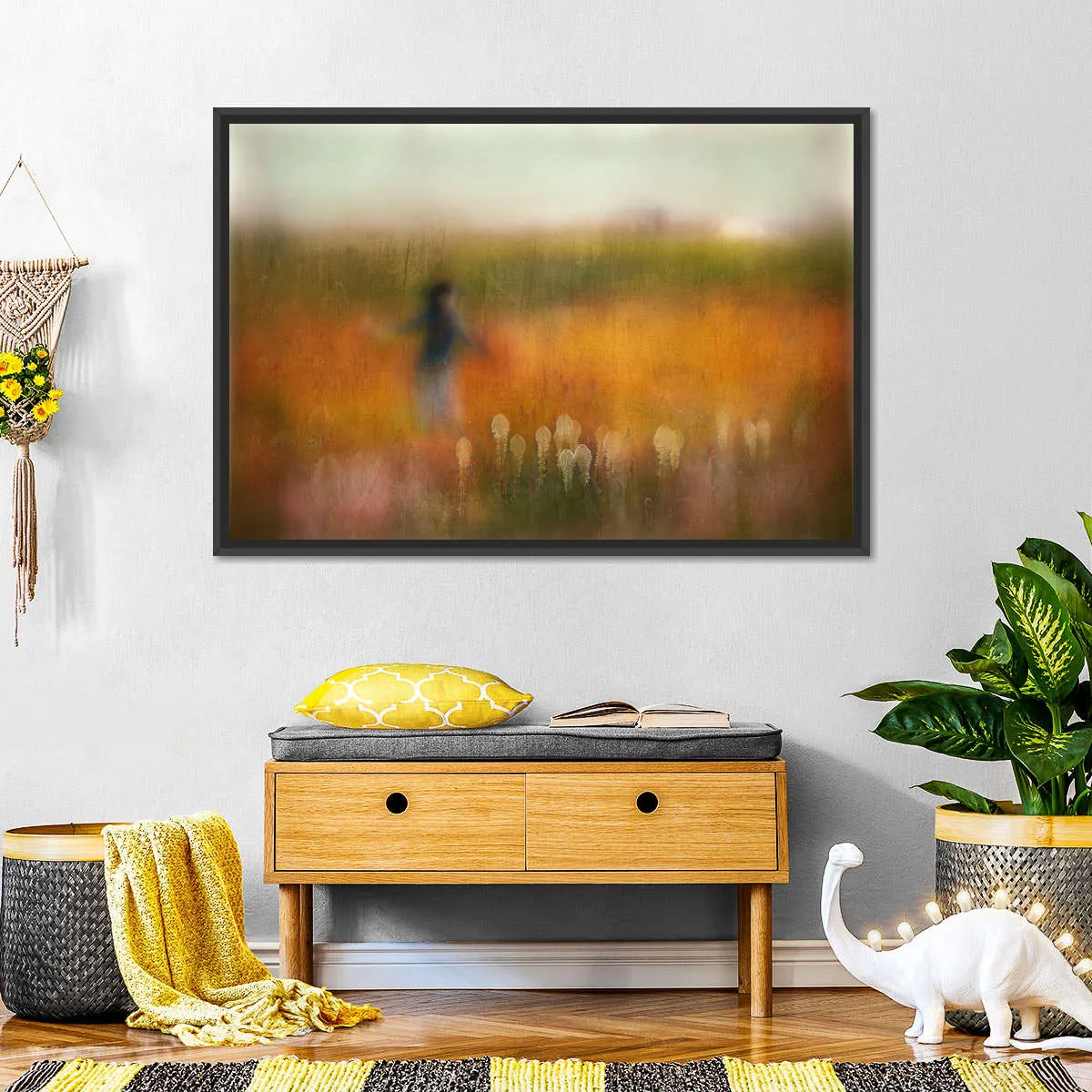 A Girl And Bear Grass Wall Art