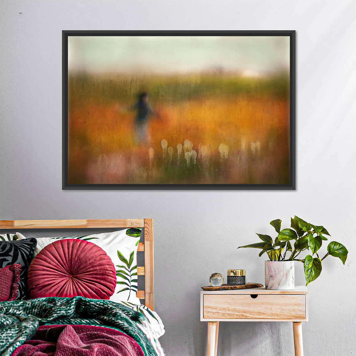 A Girl And Bear Grass Wall Art