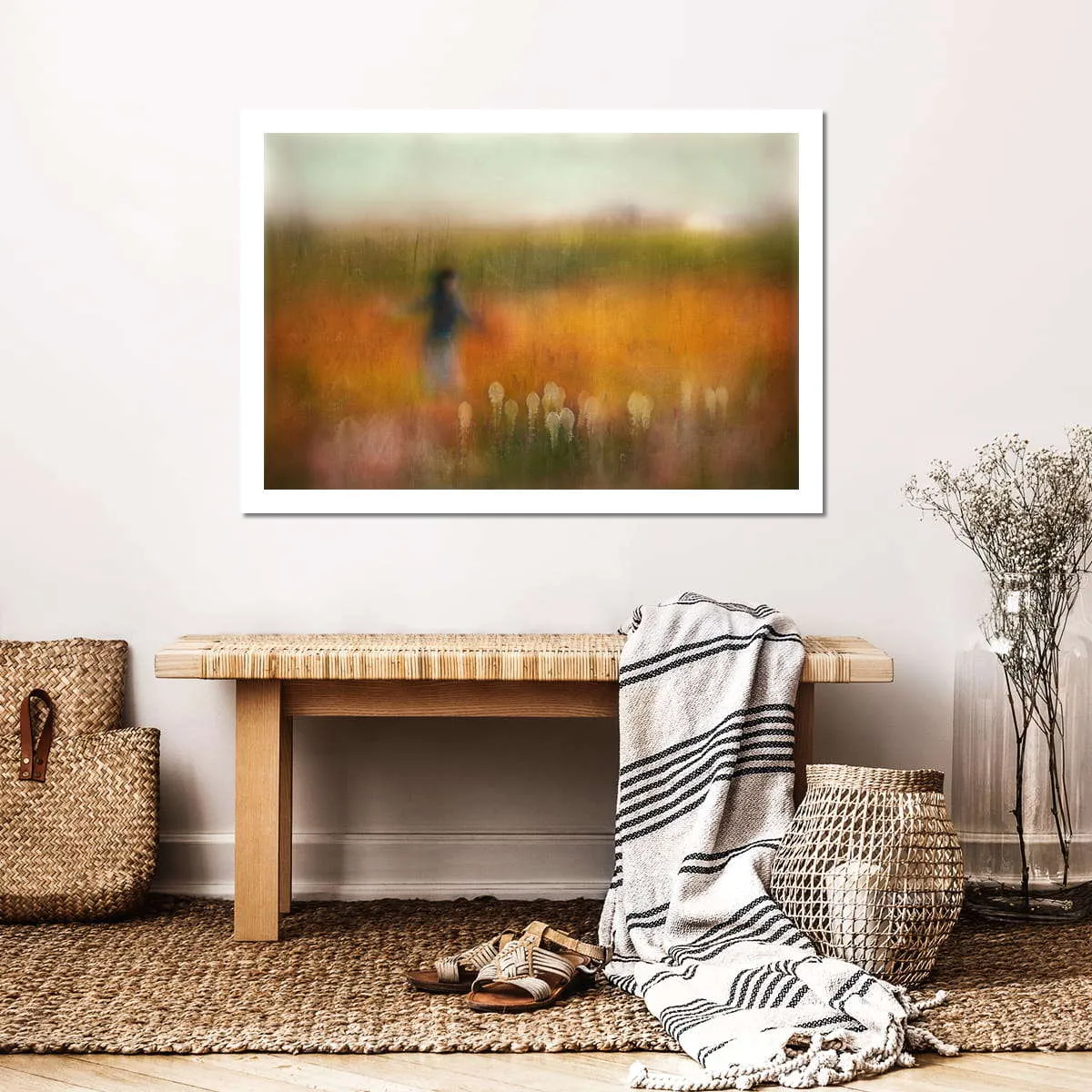 A Girl And Bear Grass Wall Art