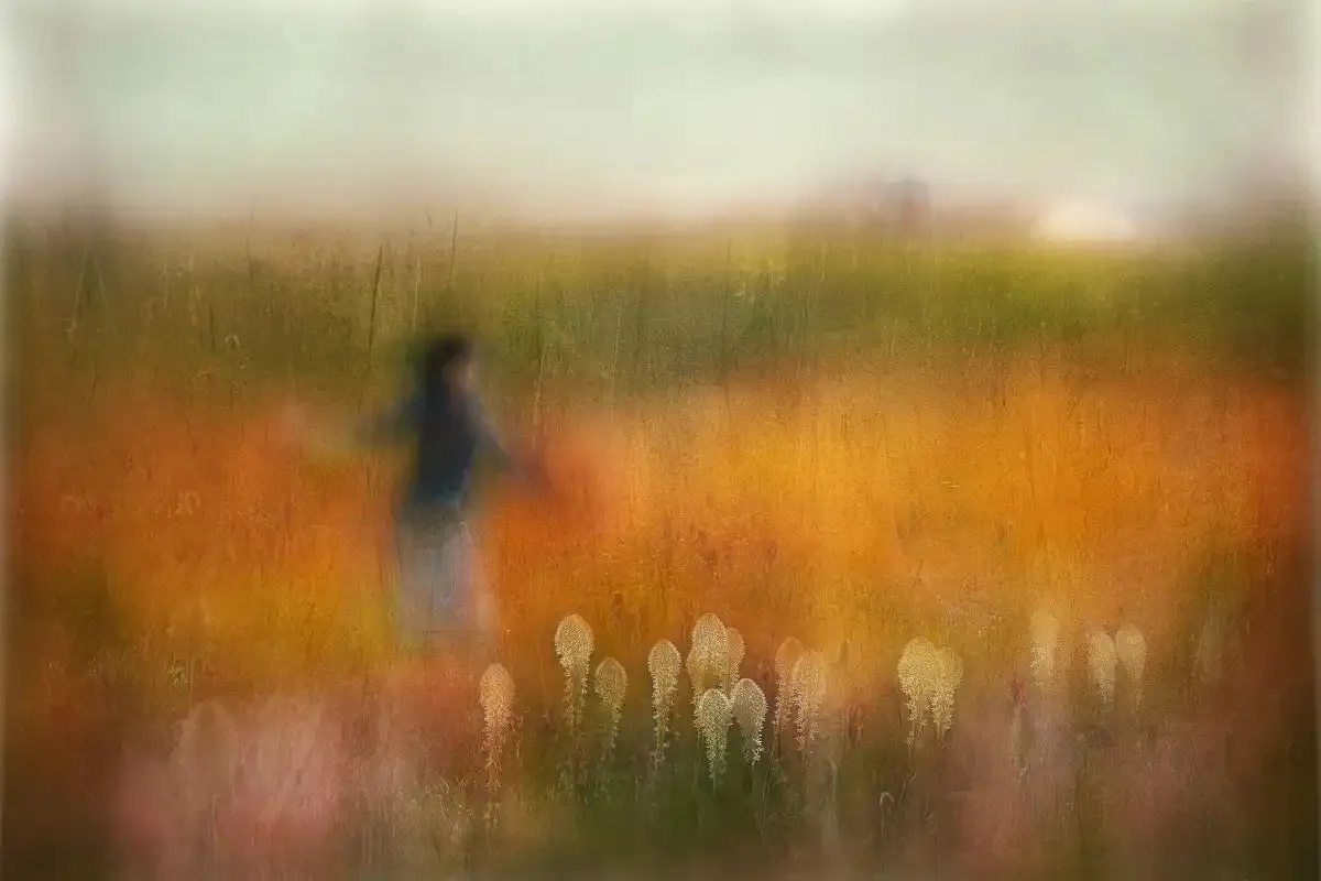 A Girl And Bear Grass Wall Art