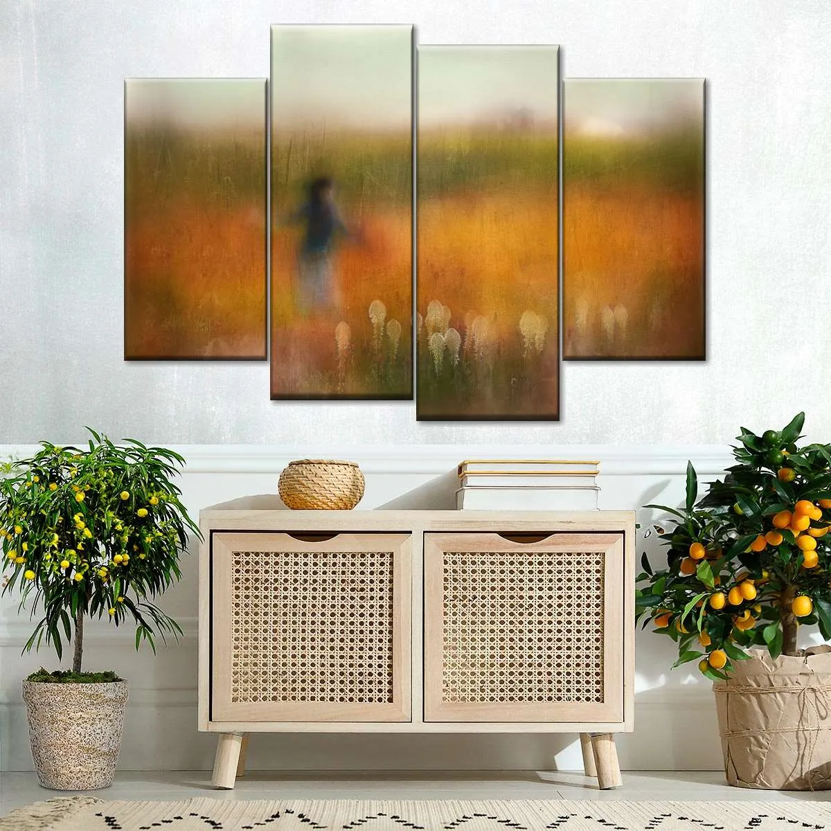 A Girl And Bear Grass Wall Art