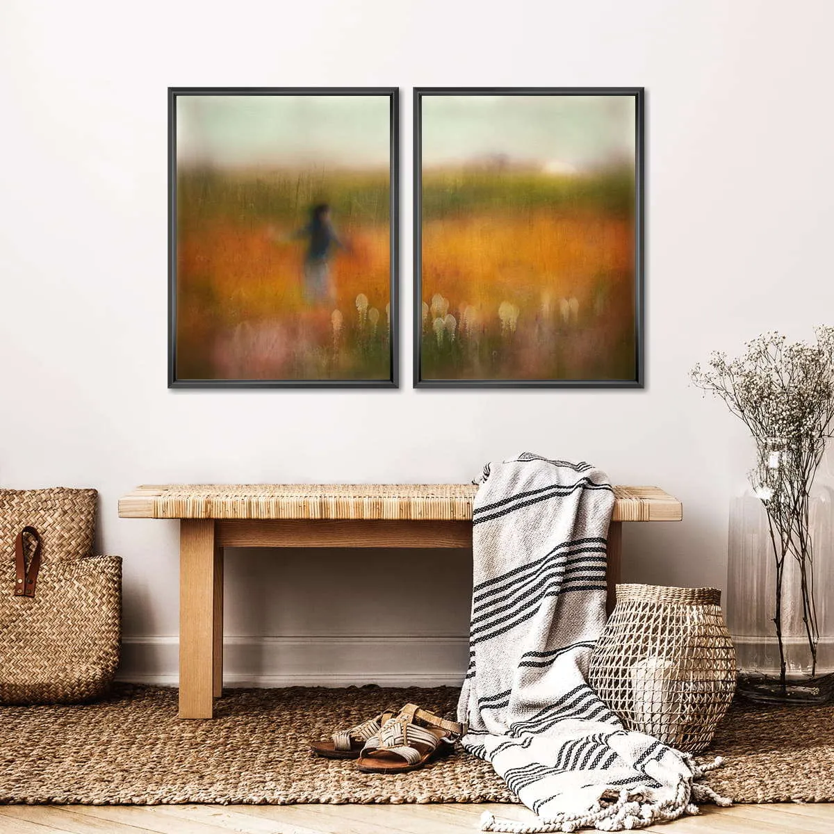 A Girl And Bear Grass Wall Art