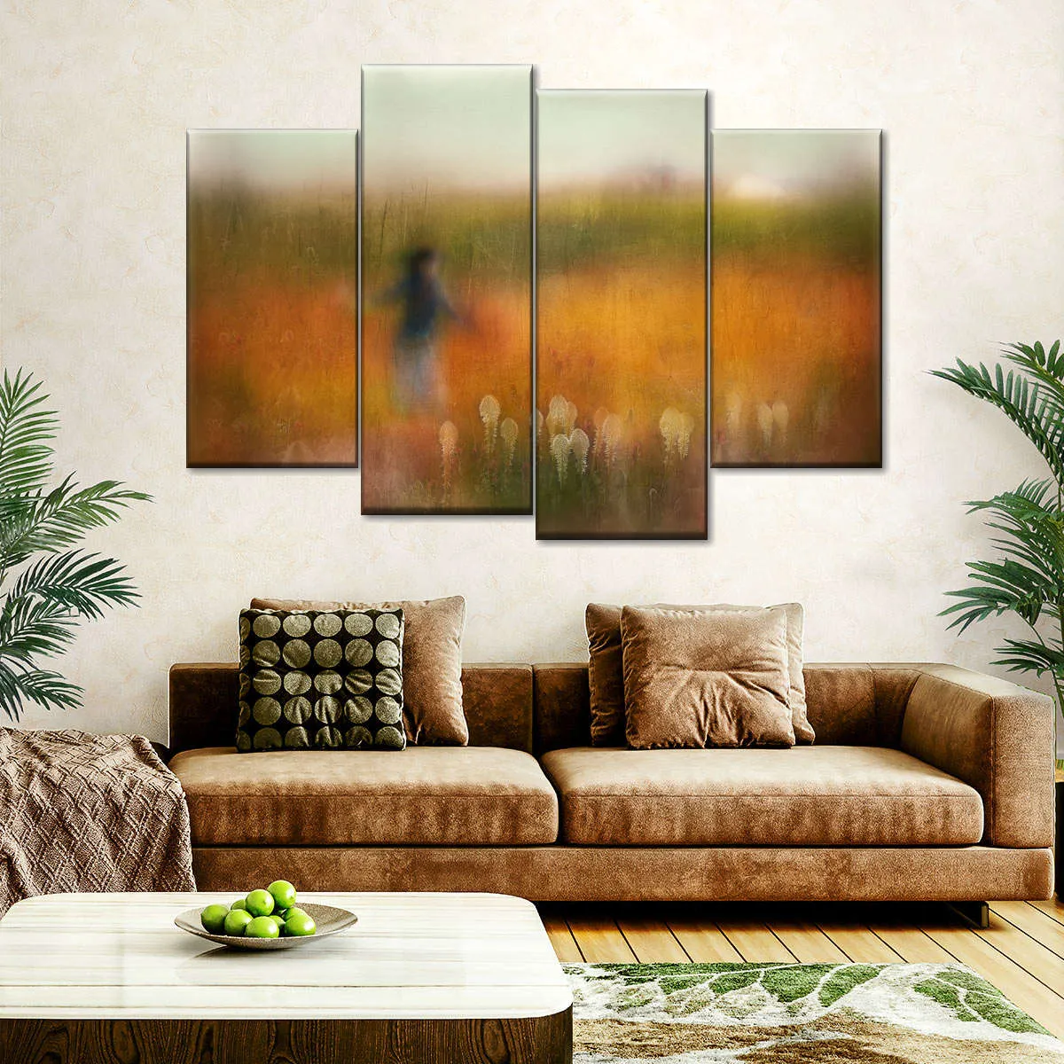 A Girl And Bear Grass Wall Art