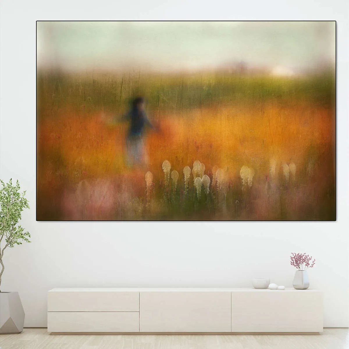 A Girl And Bear Grass Wall Art