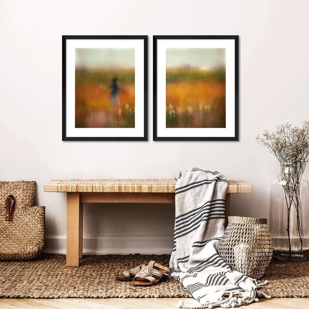 A Girl And Bear Grass Wall Art