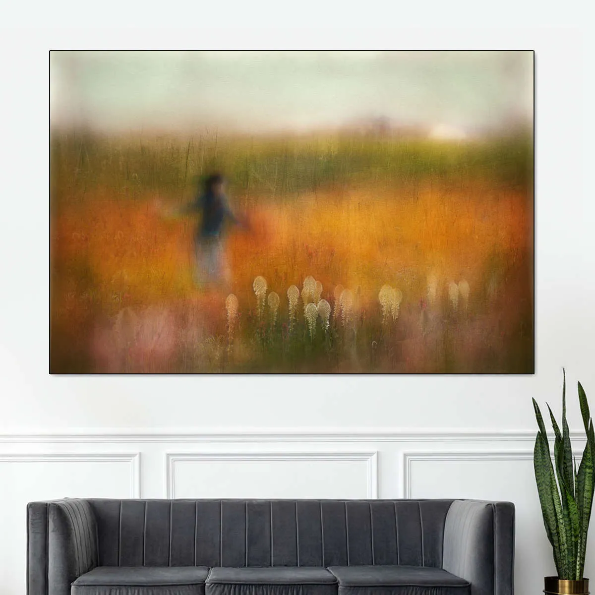 A Girl And Bear Grass Wall Art