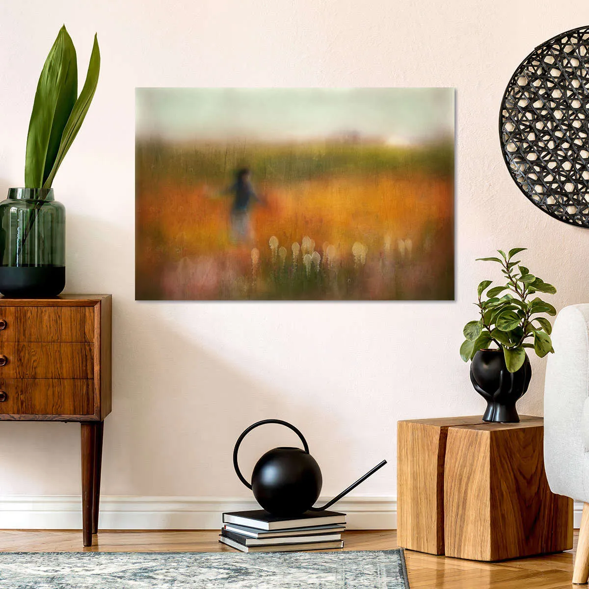 A Girl And Bear Grass Wall Art