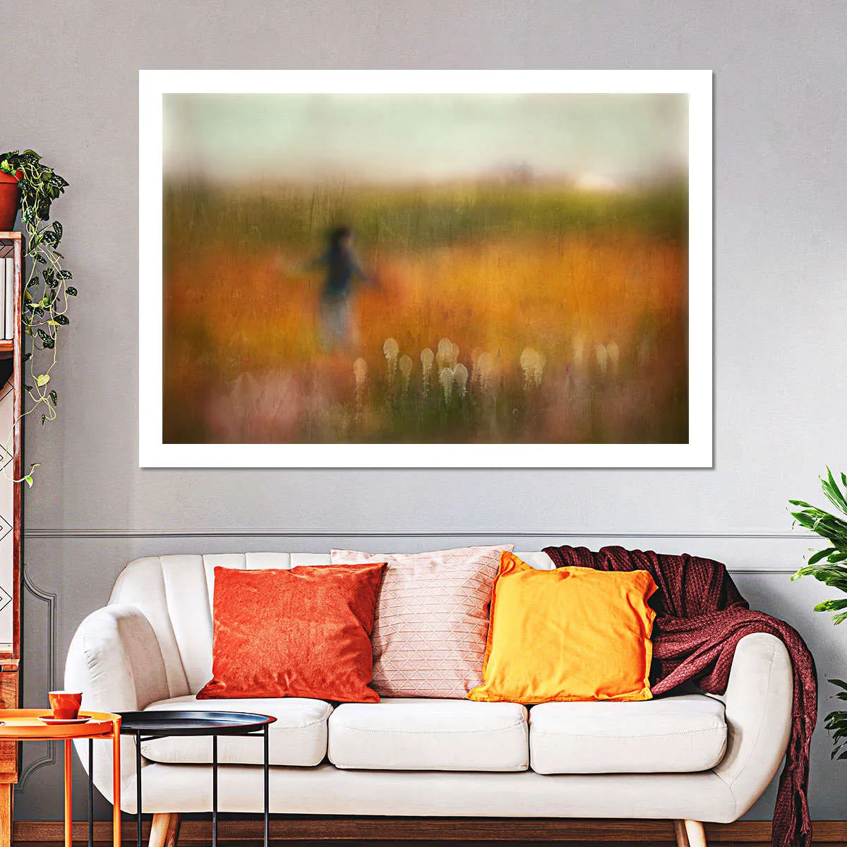 A Girl And Bear Grass Wall Art