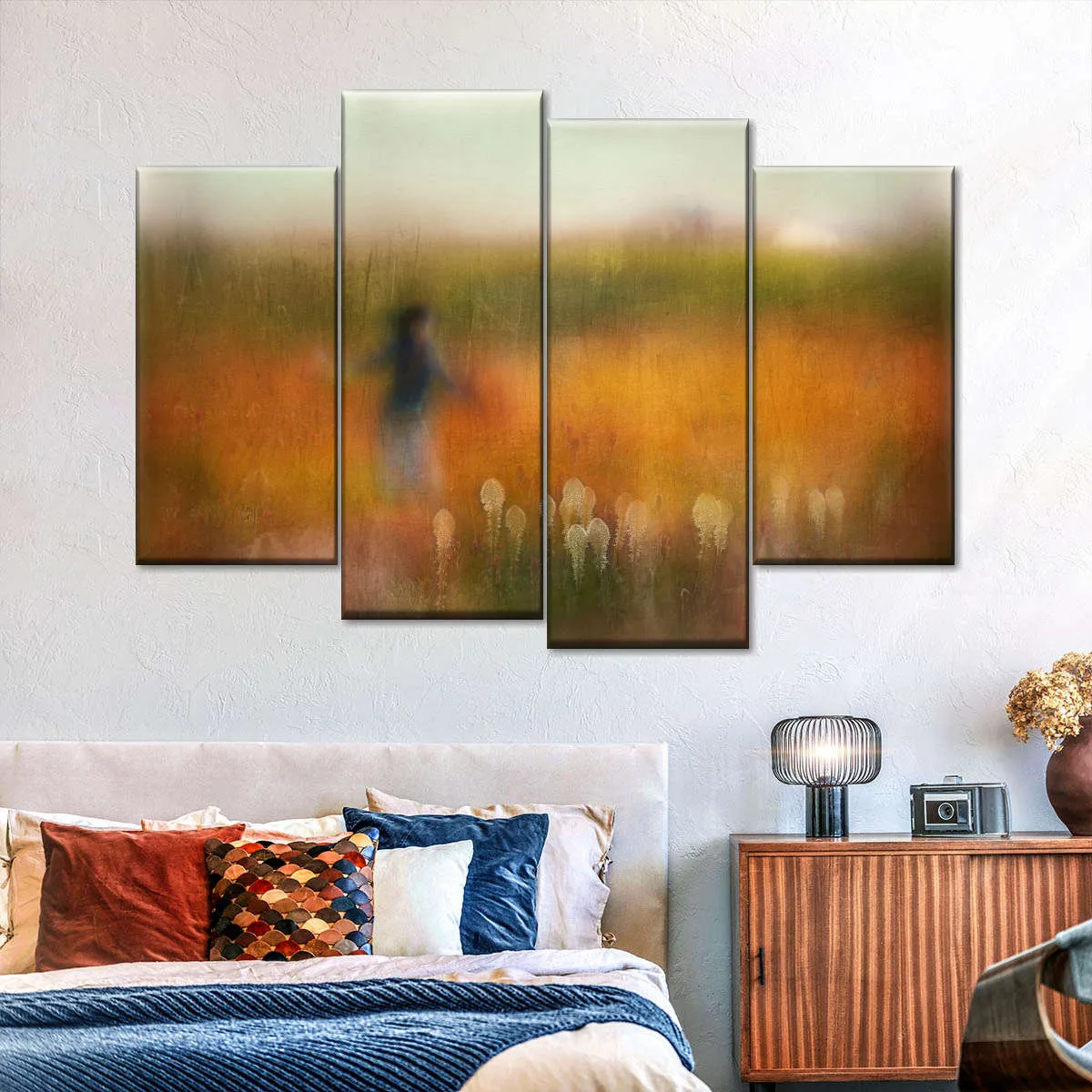 A Girl And Bear Grass Wall Art