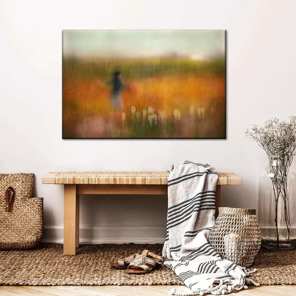 A Girl And Bear Grass Wall Art