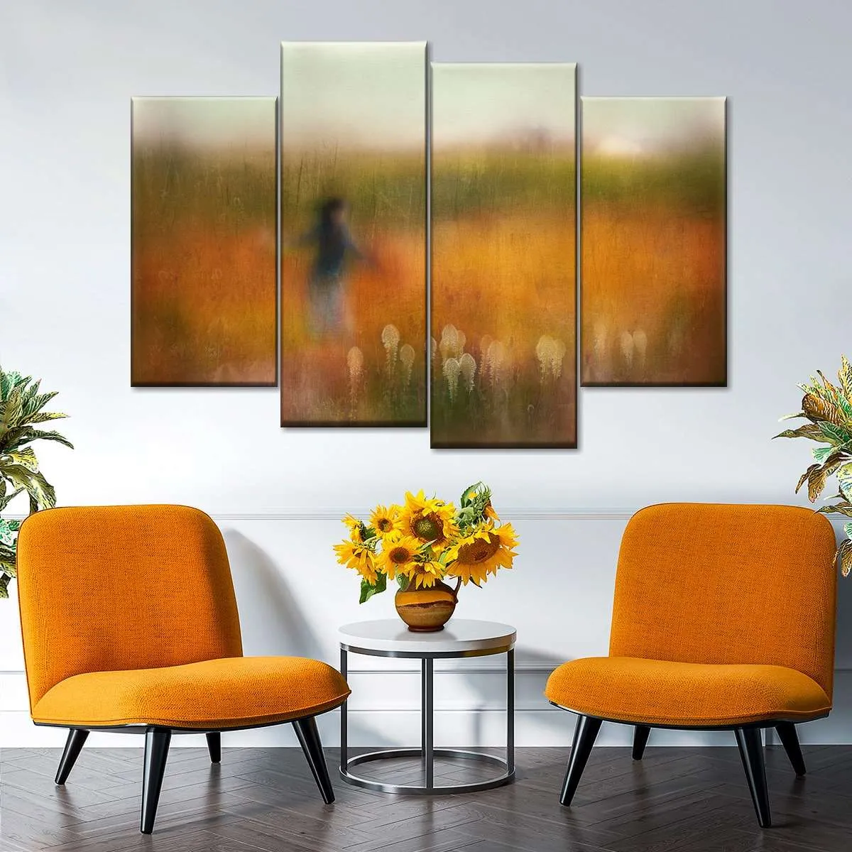 A Girl And Bear Grass Wall Art