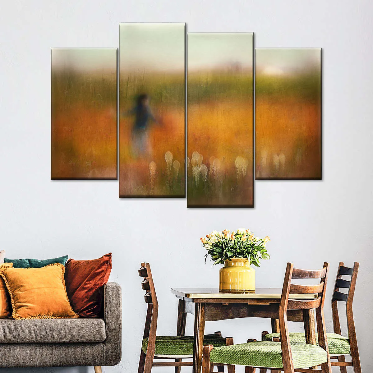 A Girl And Bear Grass Wall Art