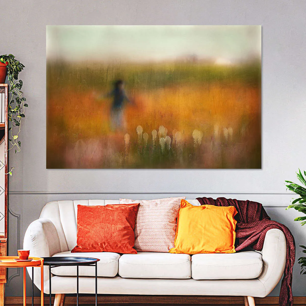 A Girl And Bear Grass Wall Art