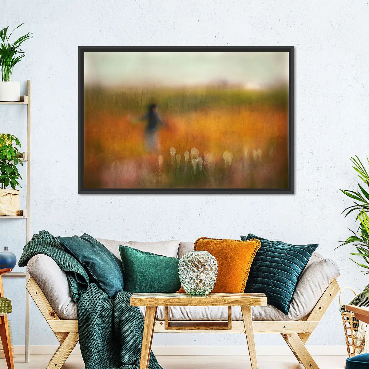 A Girl And Bear Grass Wall Art