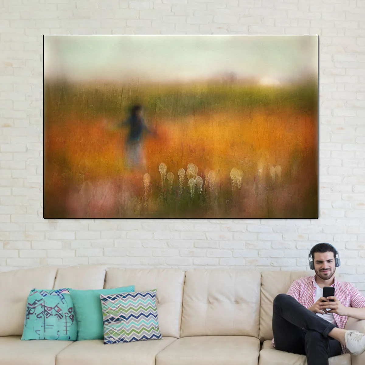 A Girl And Bear Grass Wall Art