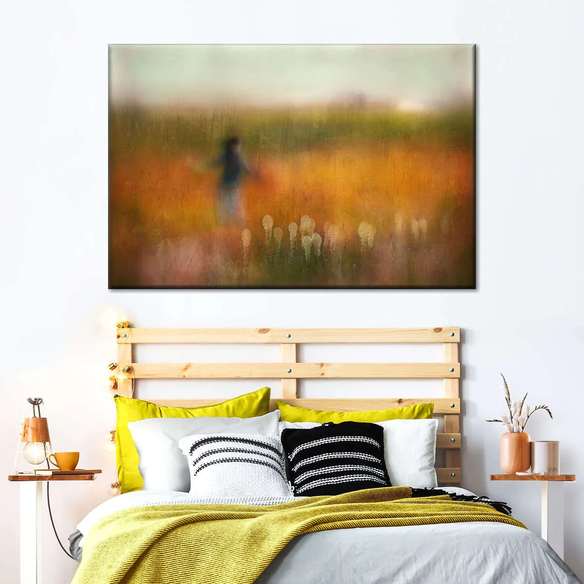 A Girl And Bear Grass Wall Art