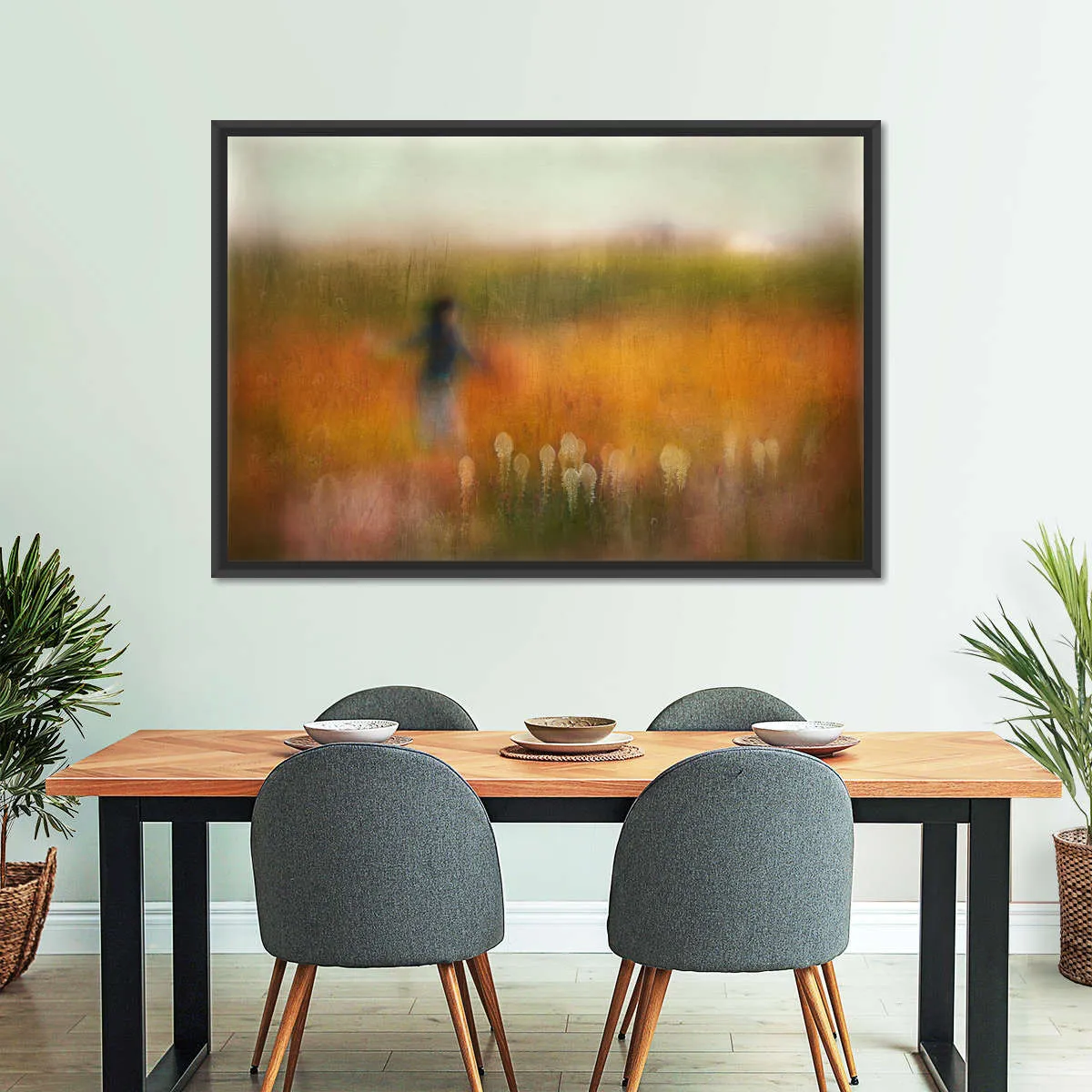 A Girl And Bear Grass Wall Art