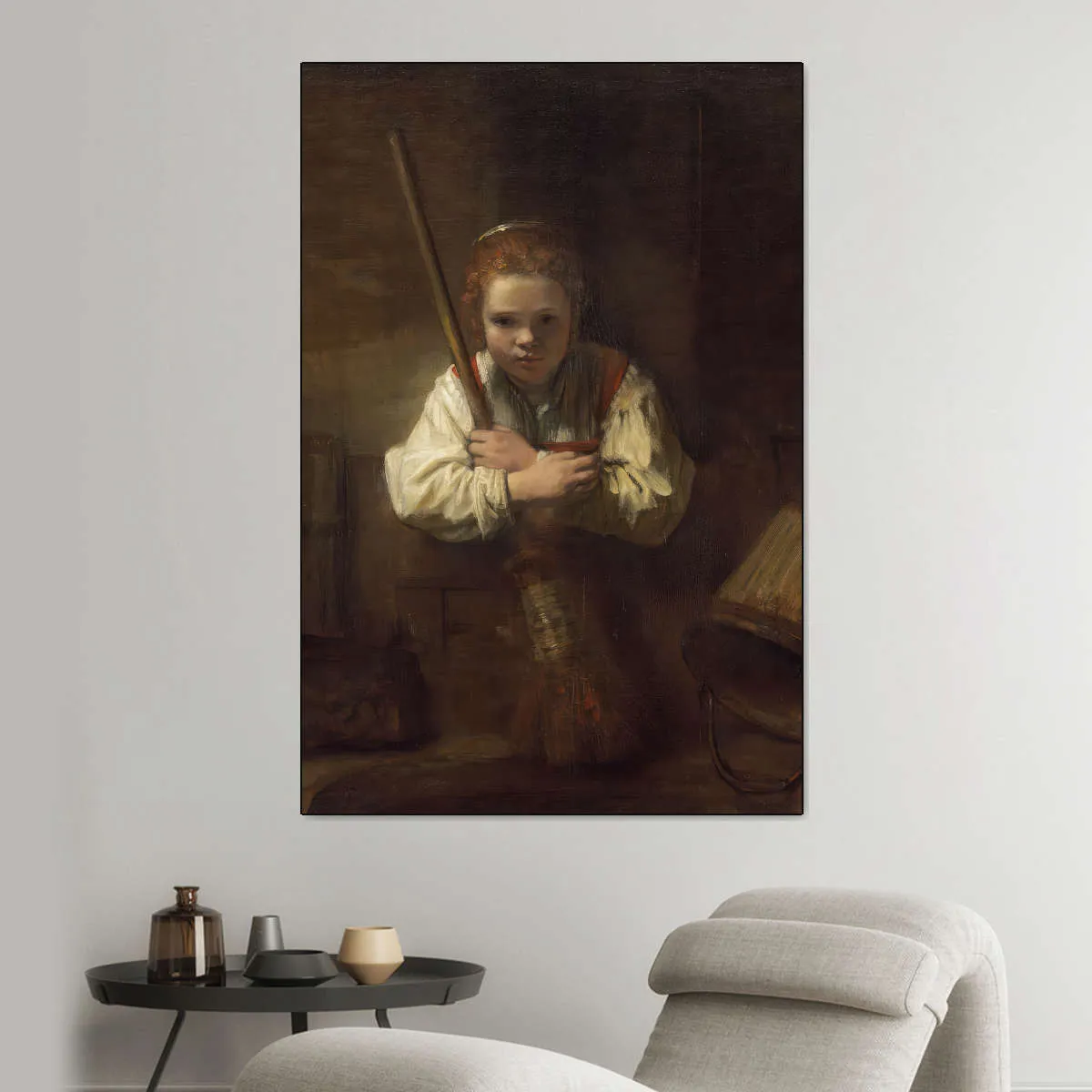 A Girl With A Broom Wall Art