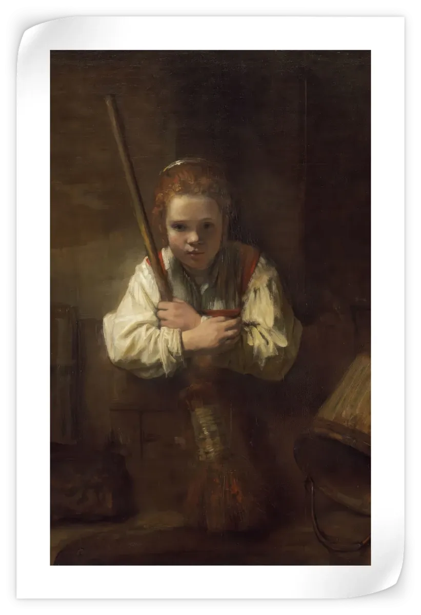 A Girl With A Broom Wall Art