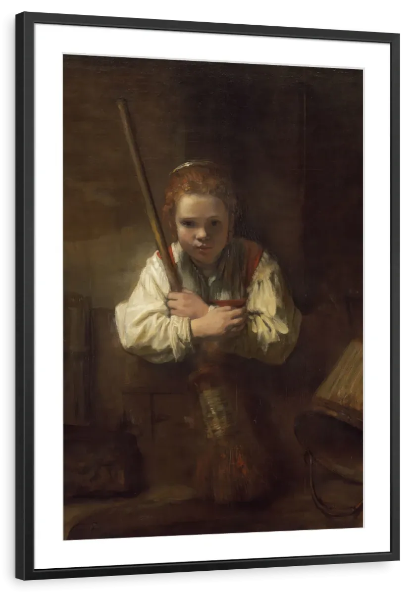 A Girl With A Broom Wall Art