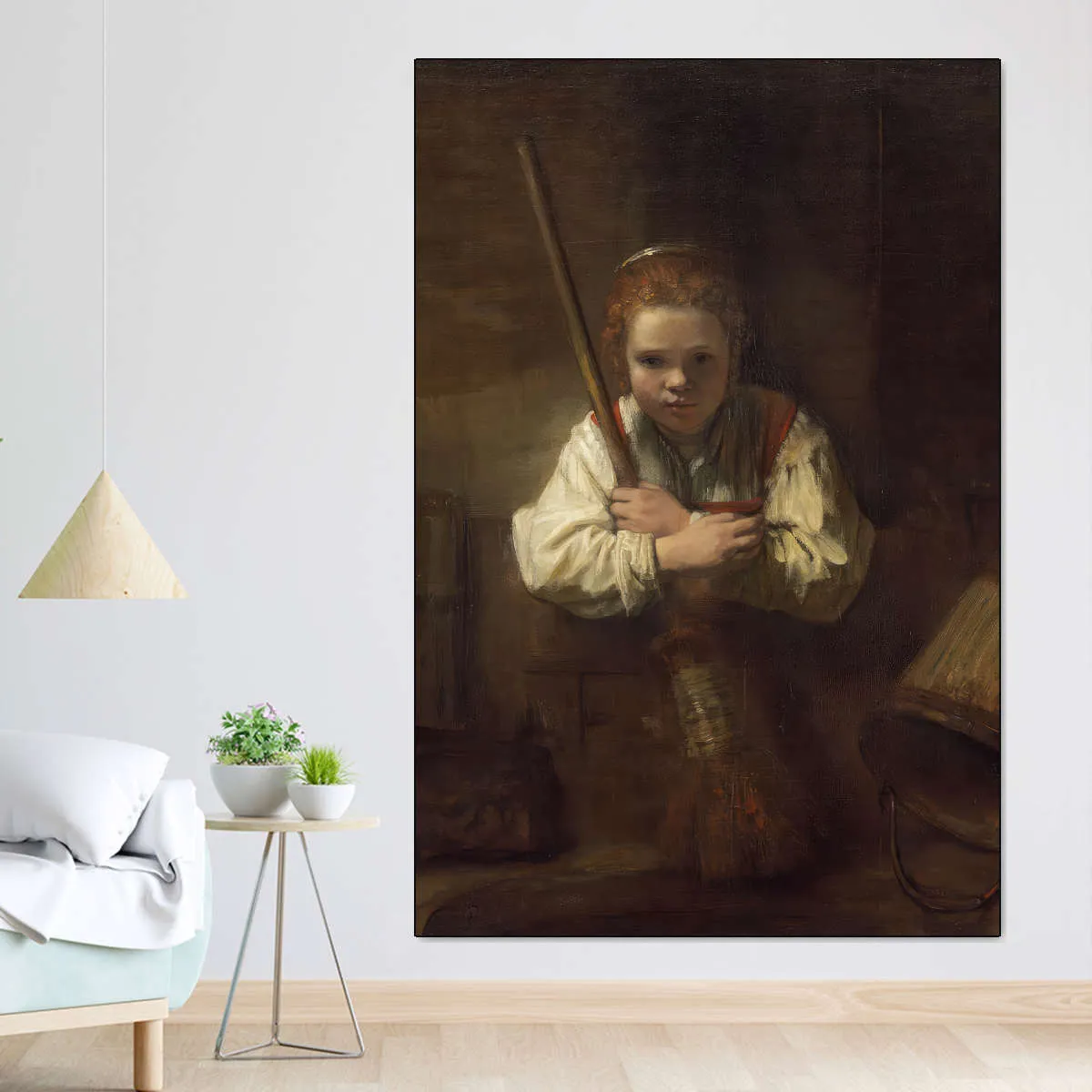 A Girl With A Broom Wall Art