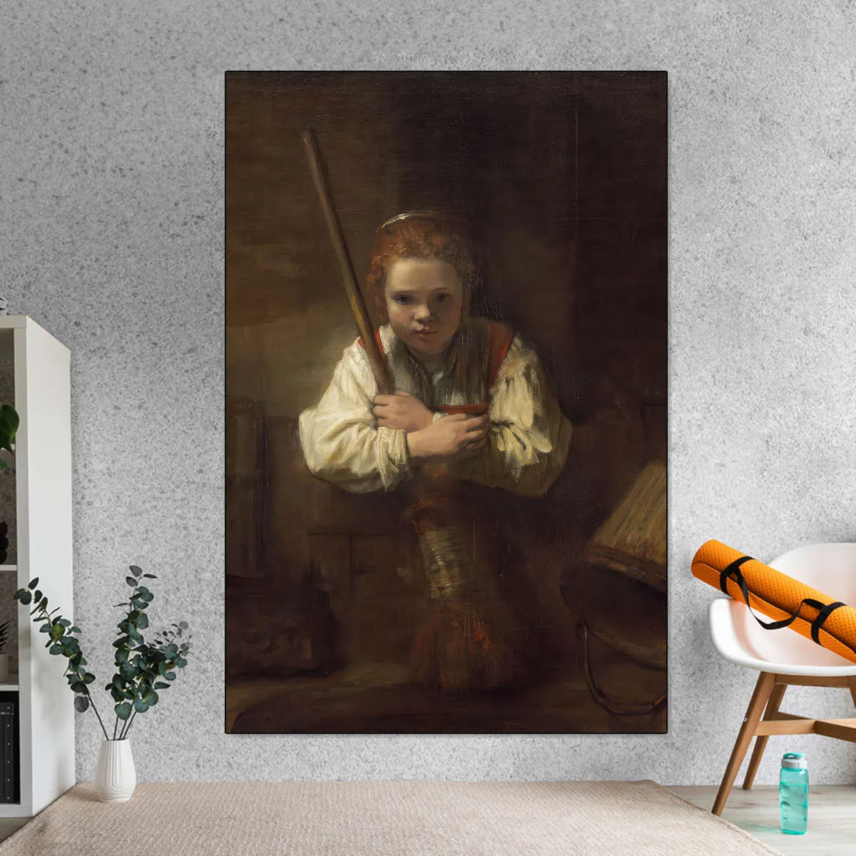 A Girl With A Broom Wall Art