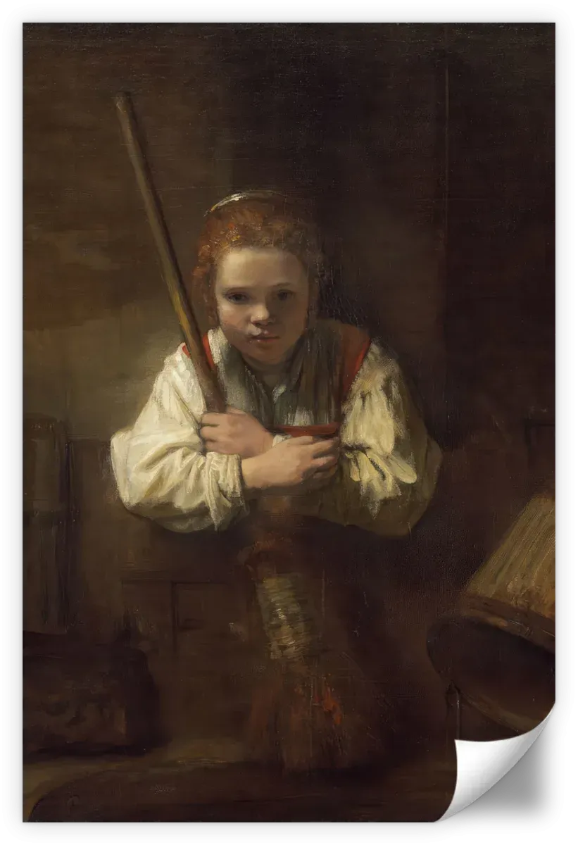 A Girl With A Broom Wall Art