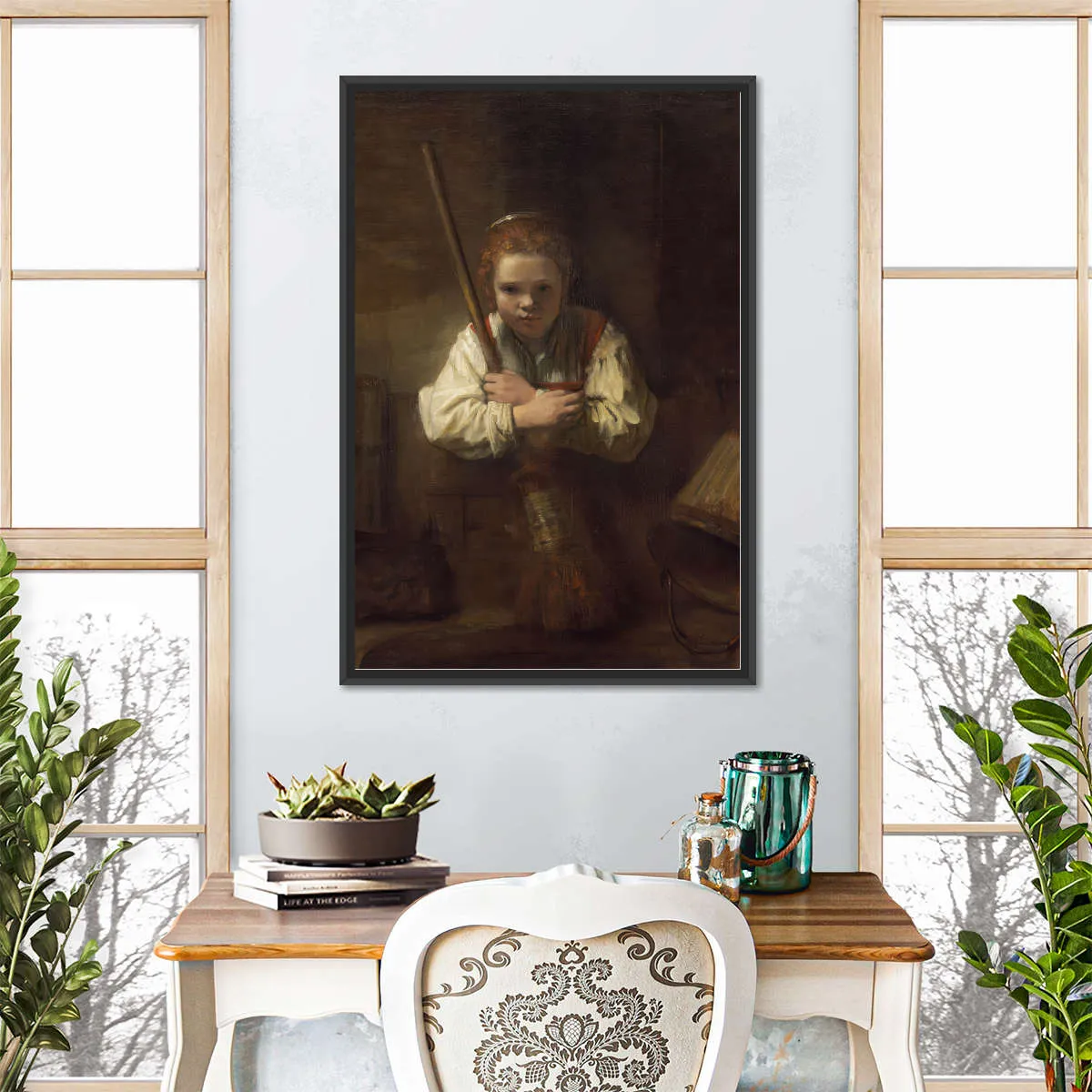 A Girl With A Broom Wall Art