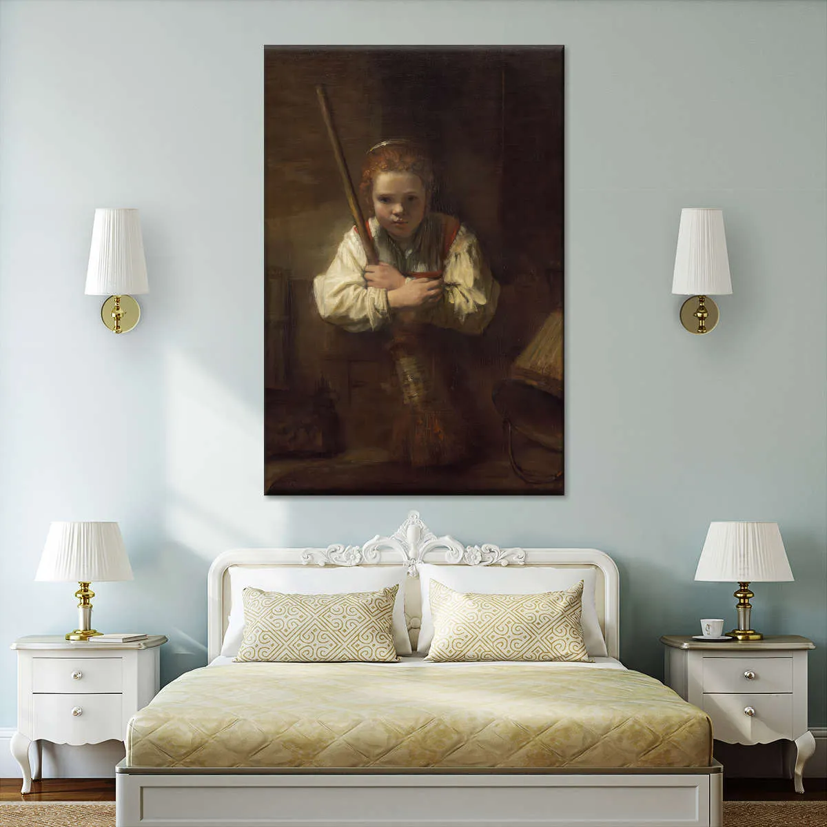 A Girl With A Broom Wall Art