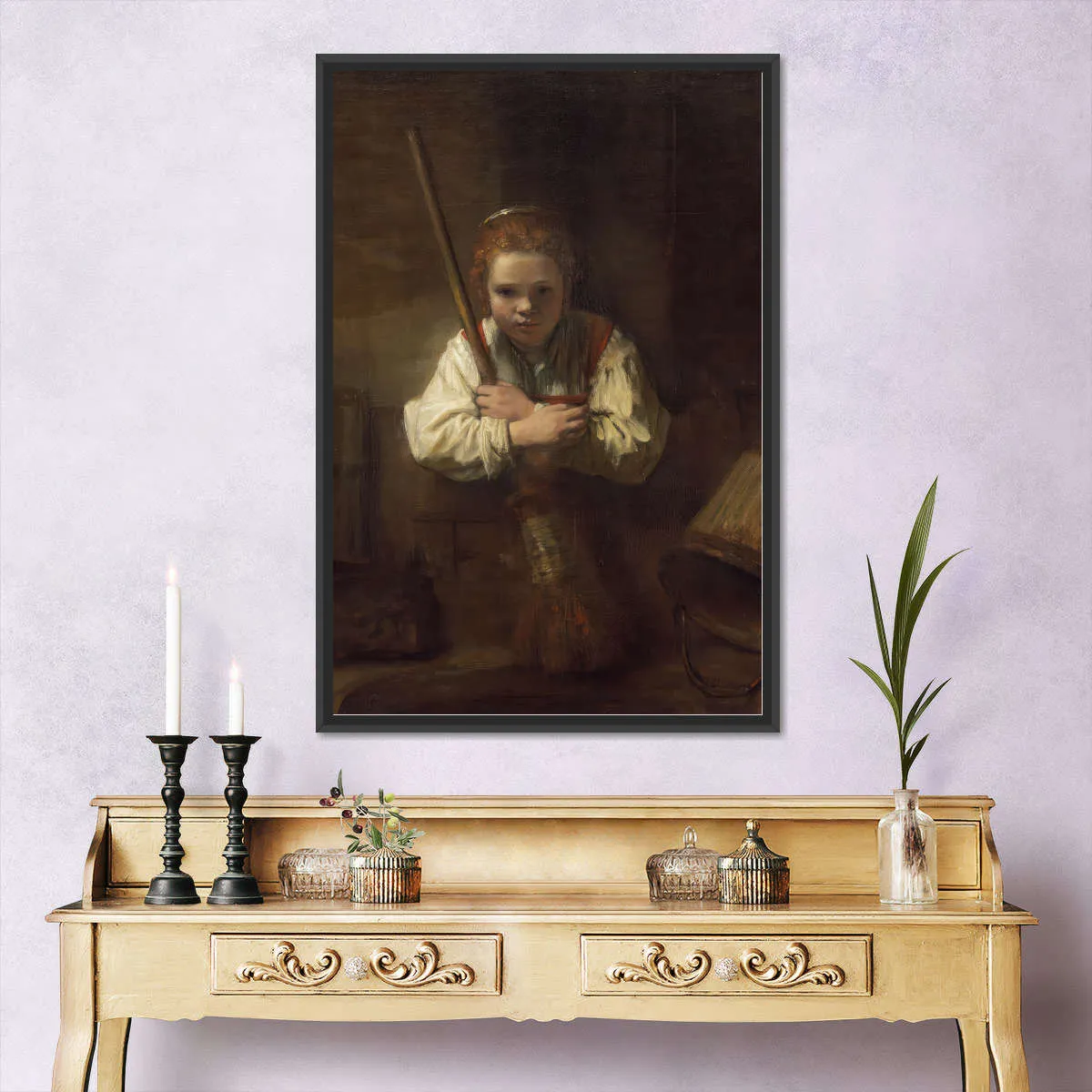 A Girl With A Broom Wall Art