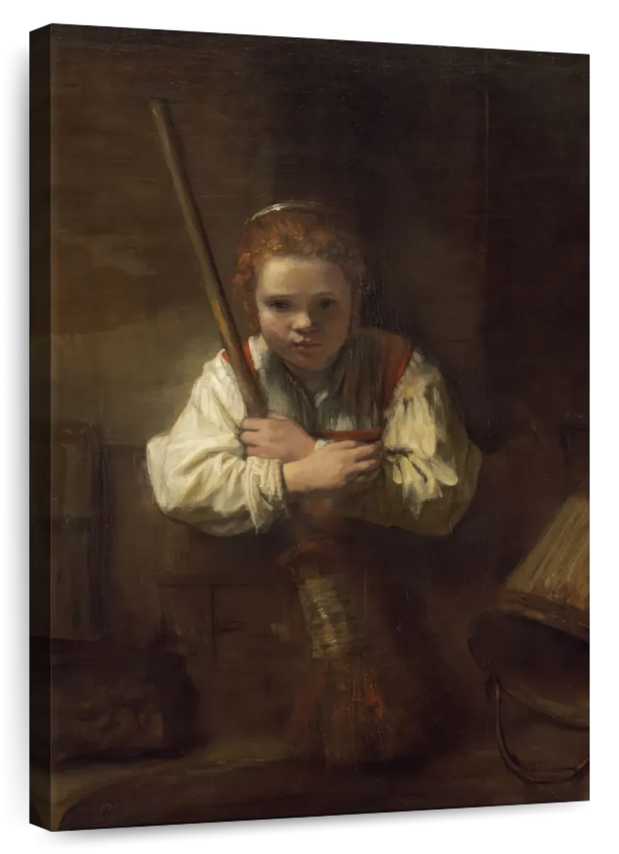 A Girl With A Broom Wall Art