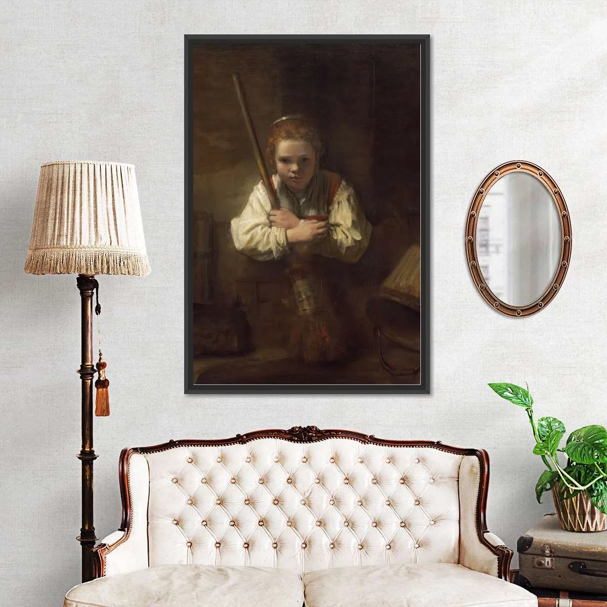 A Girl With A Broom Wall Art