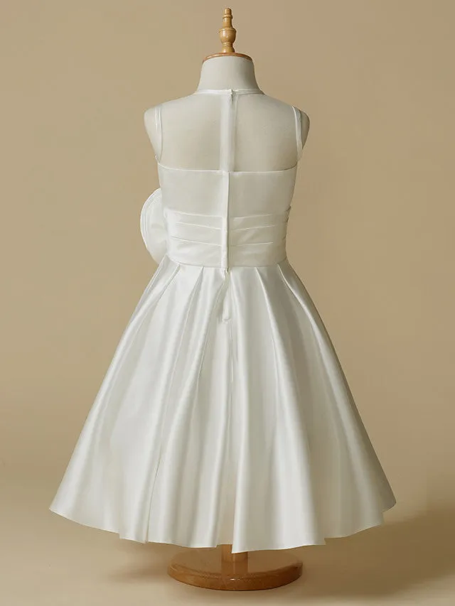 A-Line Taffeta Sleeveless Jewel Neck First Communion Short Flower Girl Dresses