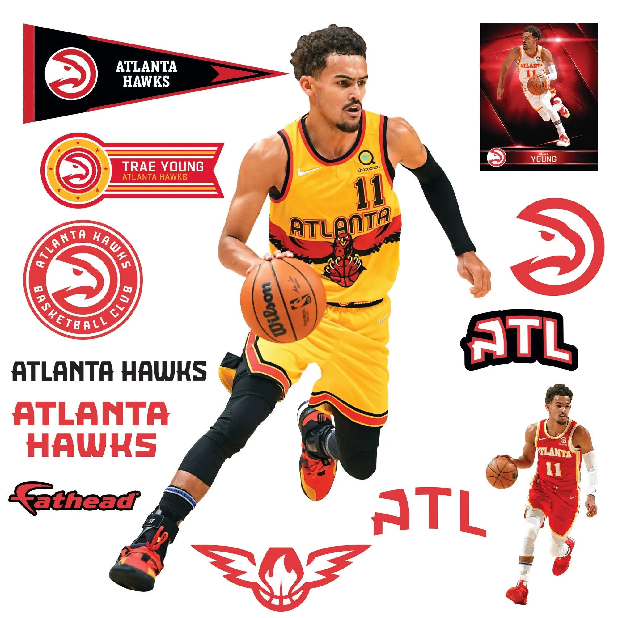 Atlanta Hawks: Trae Young City Jersey - Officially Licensed NBA Removable Adhesive Decal