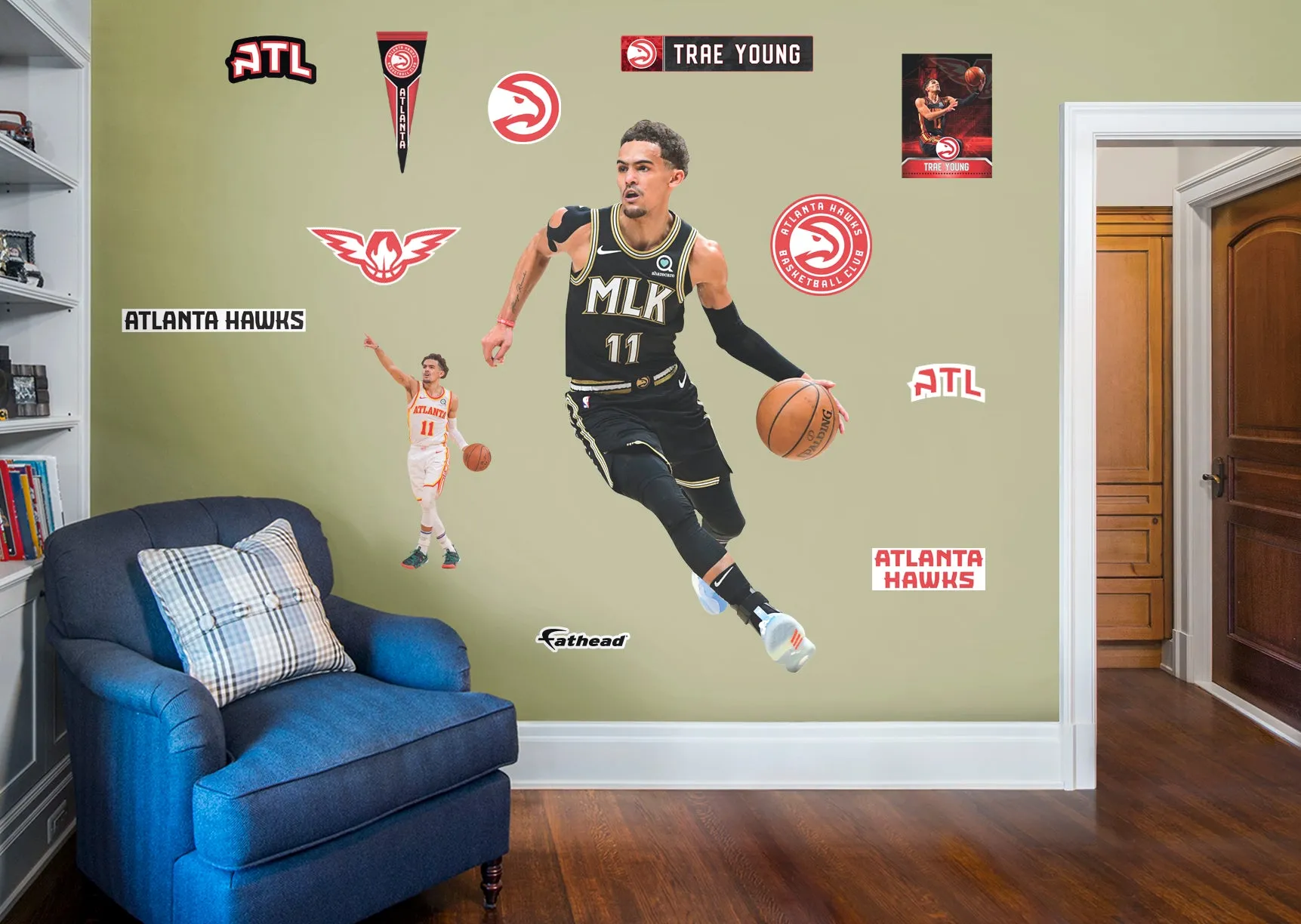 Atlanta Hawks: Trae Young  MLK Jersey        - Officially Licensed NBA Removable Wall   Adhesive Decal