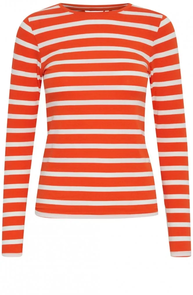 B Young Pamila Stripe T Shirt Orangeaid Mix