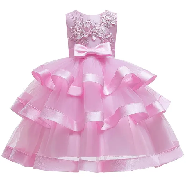 Baby Girl 2-12Y Pink Cake Wedding Dress