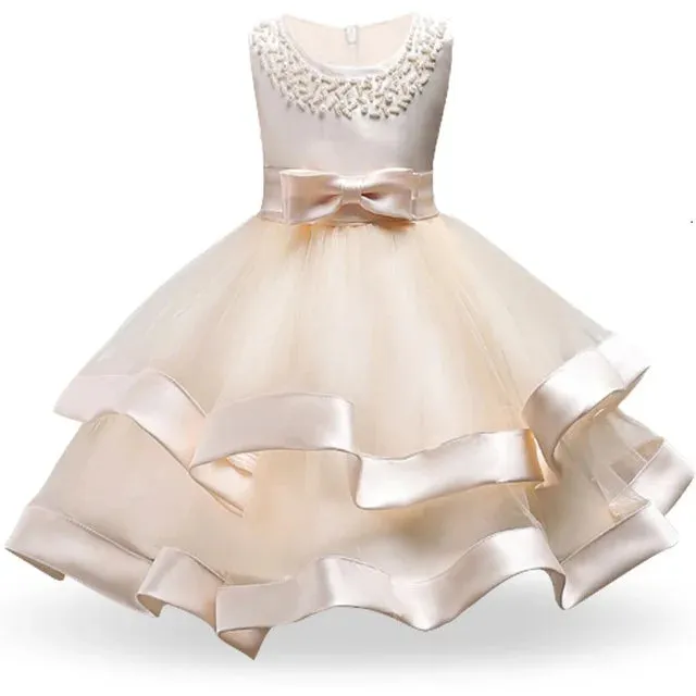 Baby Girl 2-12Y Pink Cake Wedding Dress