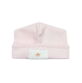 Baby Girl Pink Hand Smocked Rosebud Hat